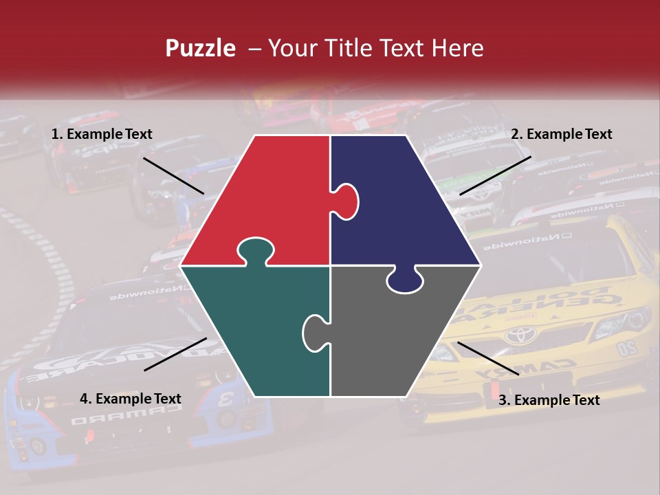 A Group Of Cars Driving Down A Race Track PowerPoint Template