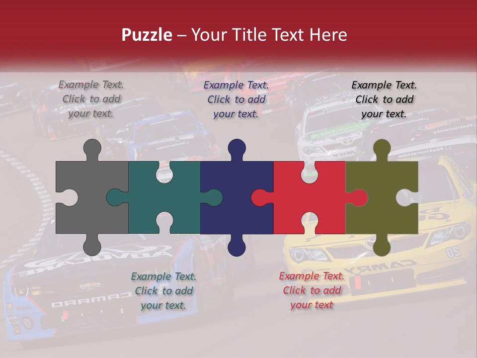 A Group Of Cars Driving Down A Race Track PowerPoint Template