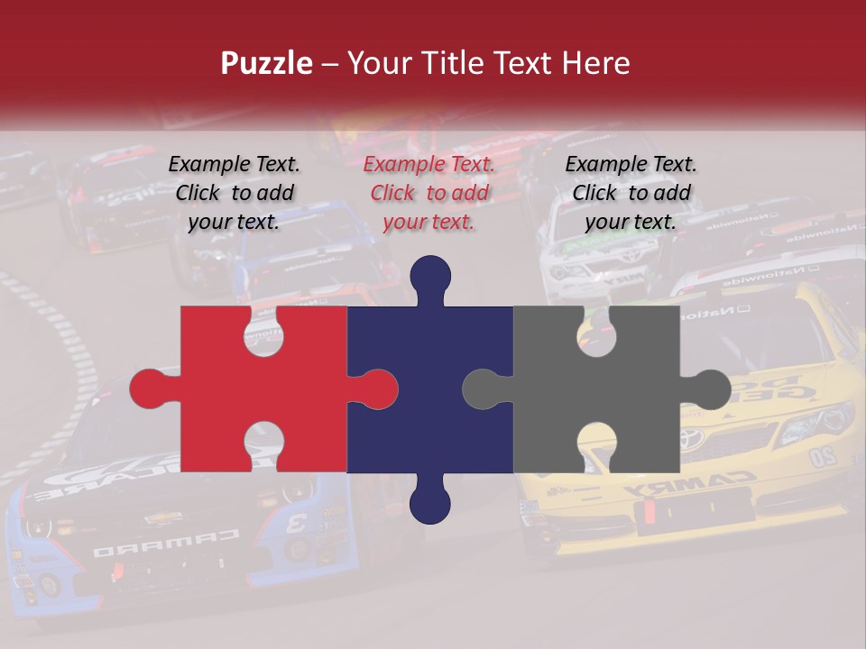 A Group Of Cars Driving Down A Race Track PowerPoint Template