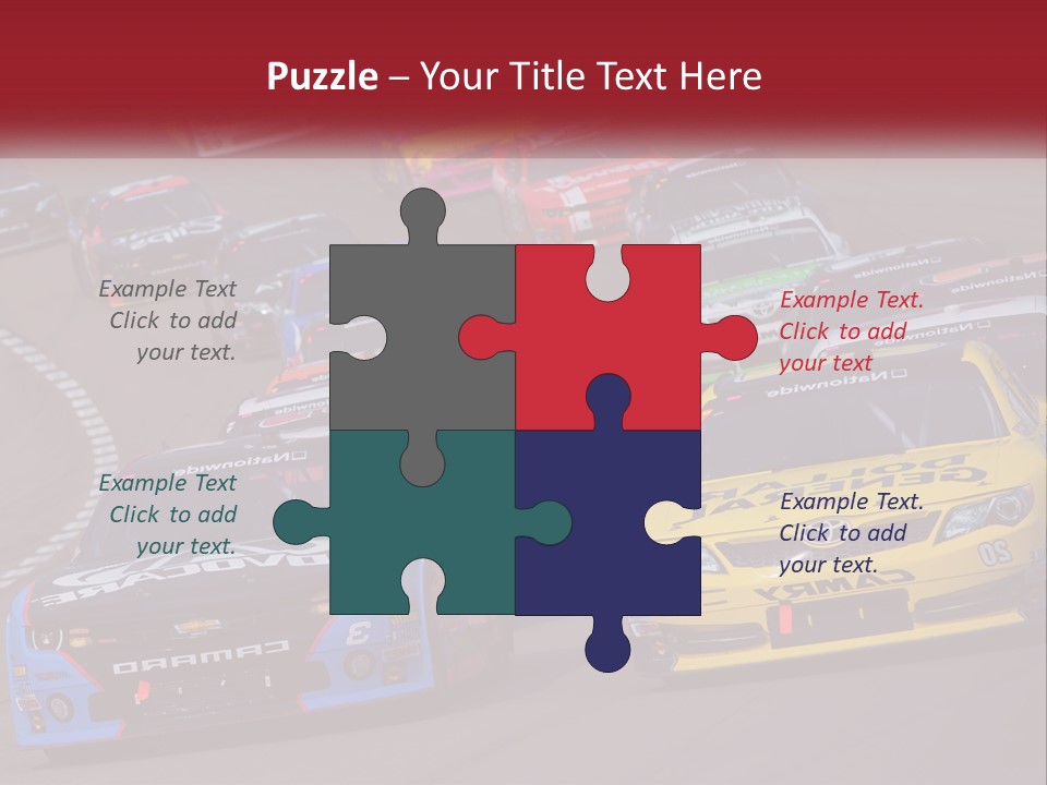 A Group Of Cars Driving Down A Race Track PowerPoint Template