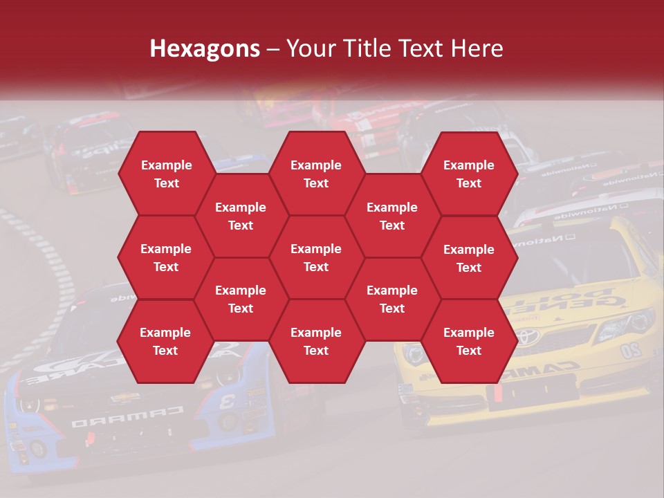 A Group Of Cars Driving Down A Race Track PowerPoint Template