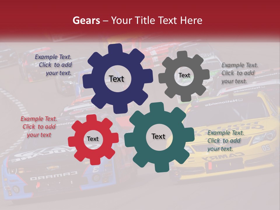 A Group Of Cars Driving Down A Race Track PowerPoint Template