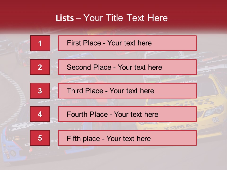 A Group Of Cars Driving Down A Race Track PowerPoint Template