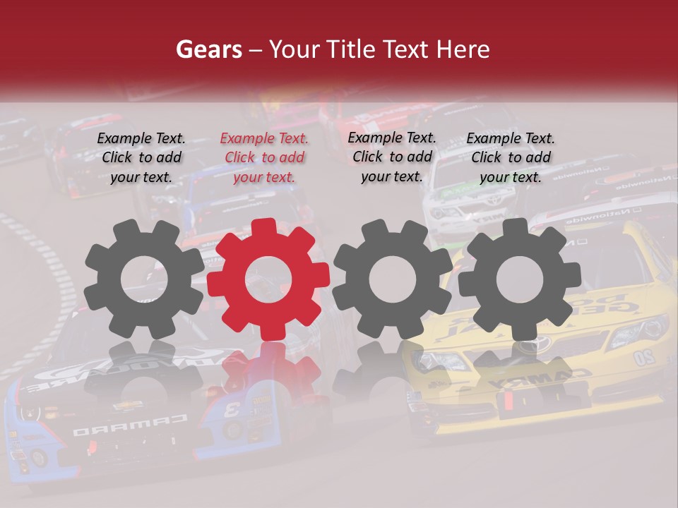 A Group Of Cars Driving Down A Race Track PowerPoint Template