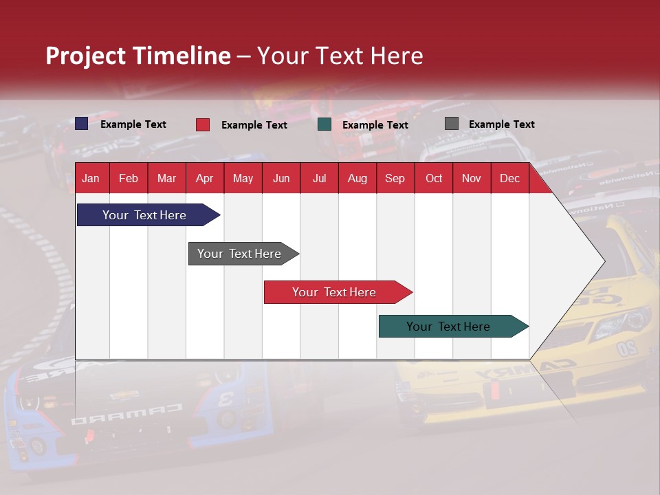 A Group Of Cars Driving Down A Race Track PowerPoint Template