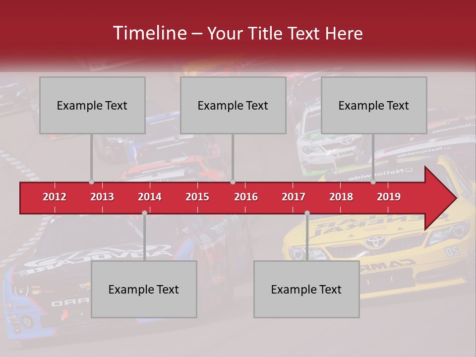 A Group Of Cars Driving Down A Race Track PowerPoint Template