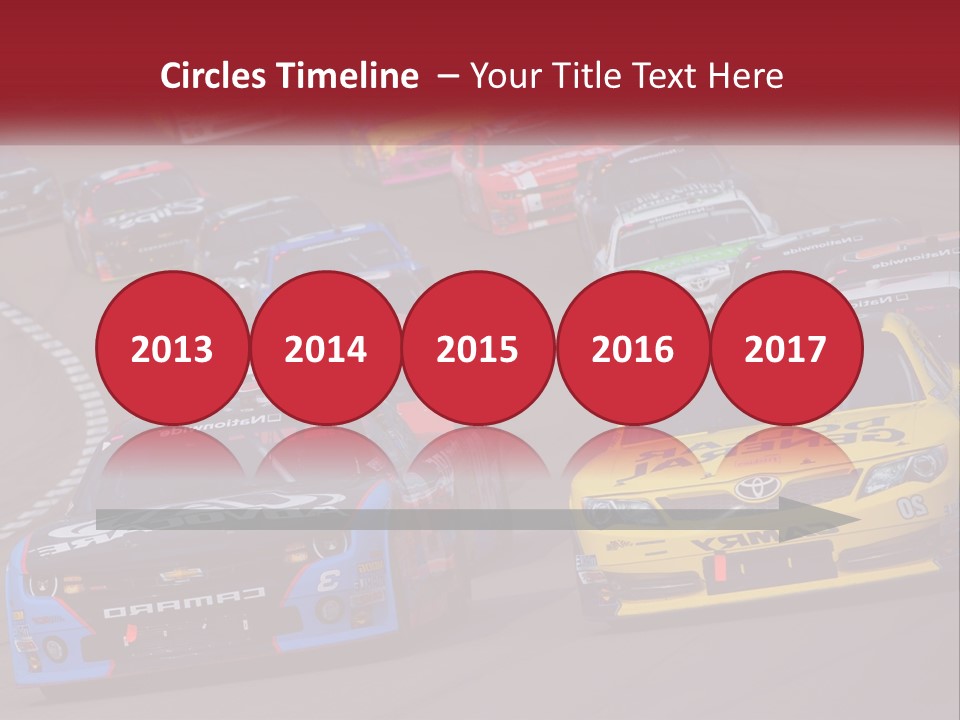 A Group Of Cars Driving Down A Race Track PowerPoint Template