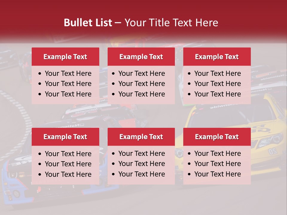 A Group Of Cars Driving Down A Race Track PowerPoint Template