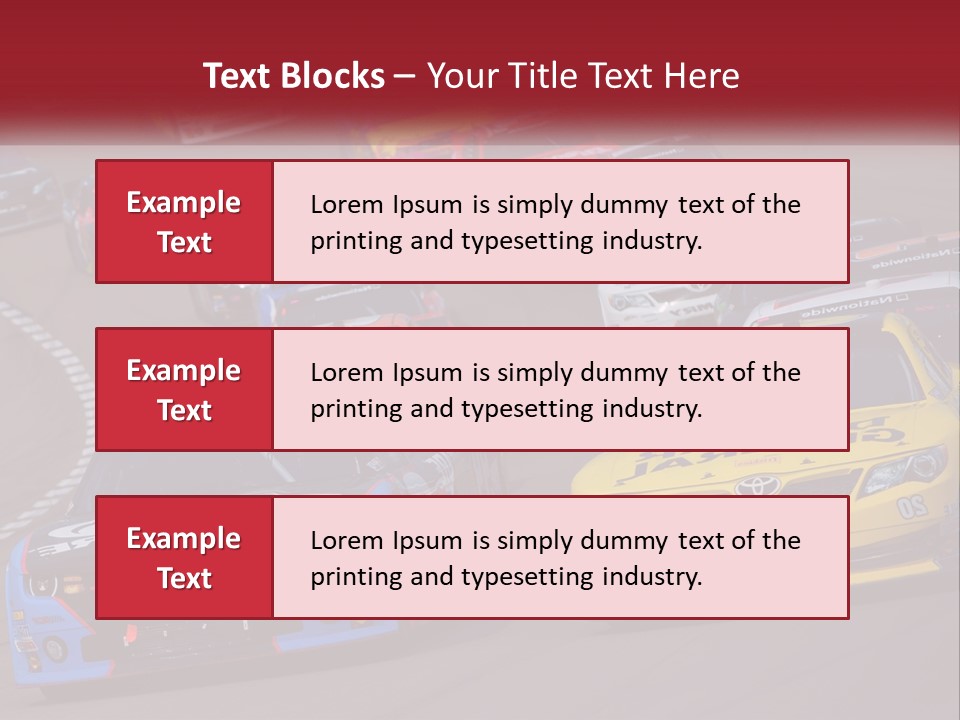 A Group Of Cars Driving Down A Race Track PowerPoint Template