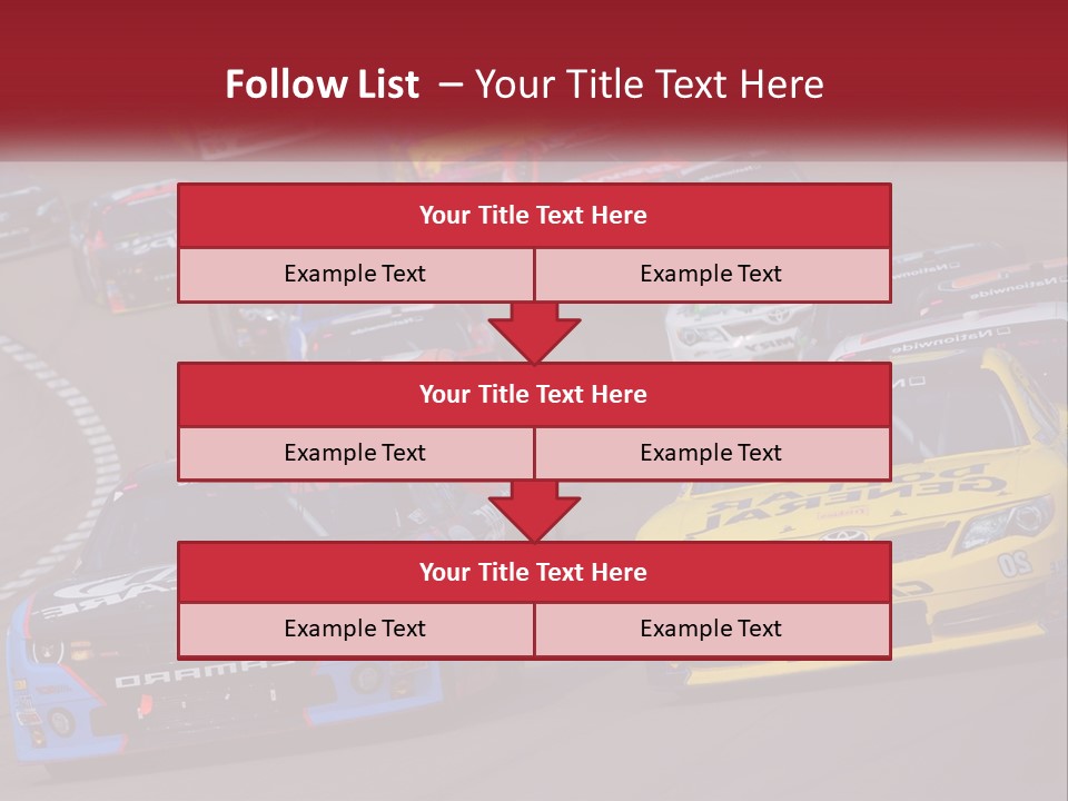 A Group Of Cars Driving Down A Race Track PowerPoint Template
