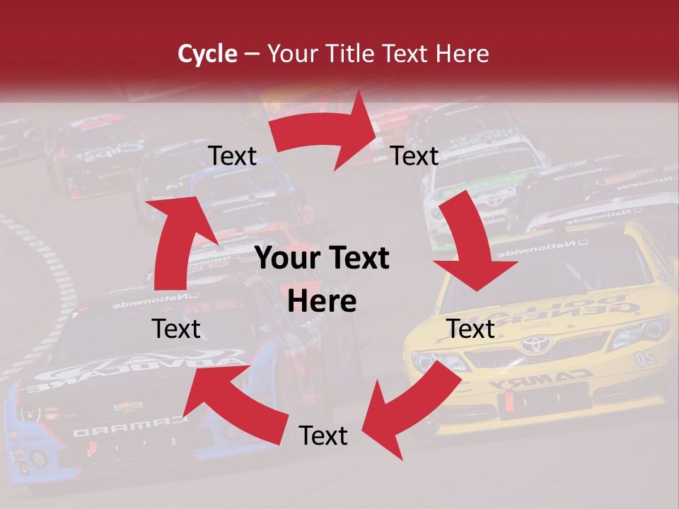 A Group Of Cars Driving Down A Race Track PowerPoint Template