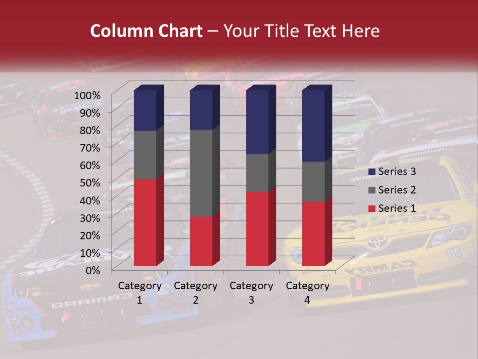 A Group Of Cars Driving Down A Race Track PowerPoint Template