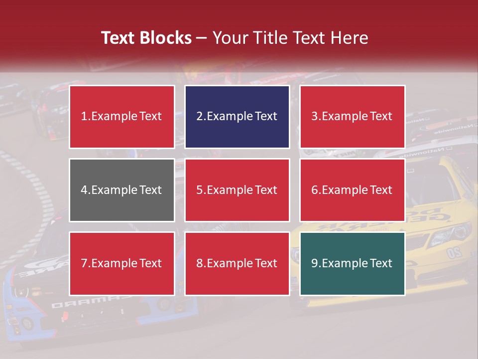 A Group Of Cars Driving Down A Race Track PowerPoint Template