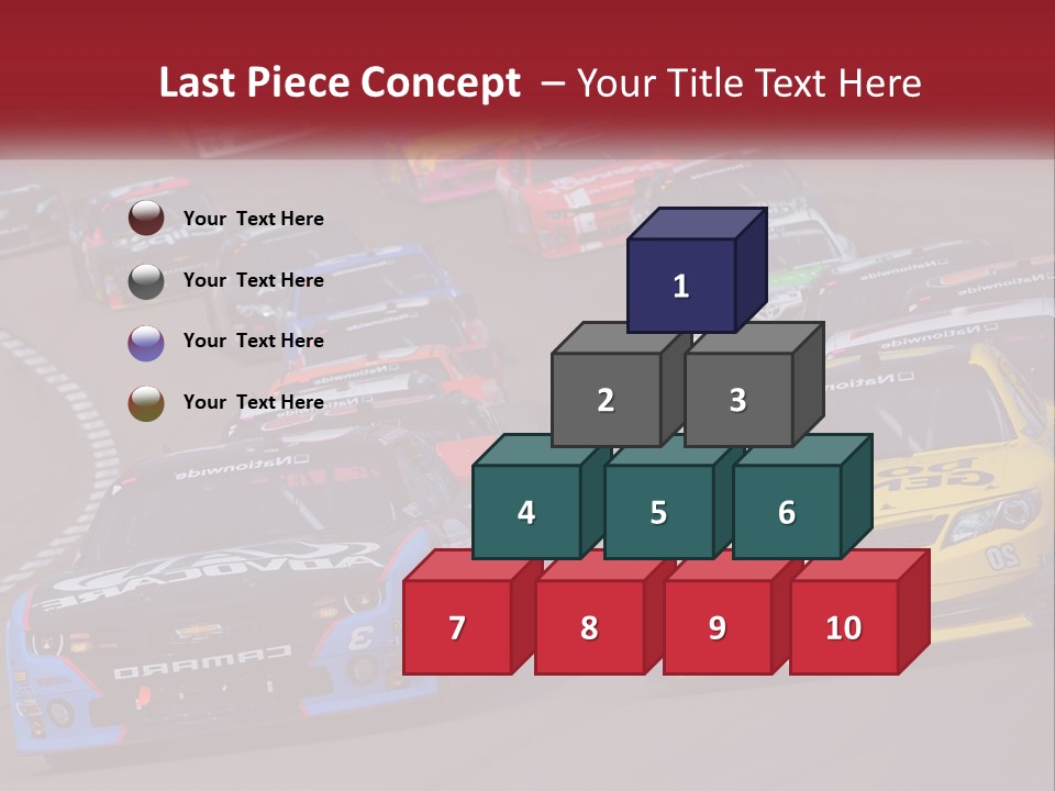 A Group Of Cars Driving Down A Race Track PowerPoint Template