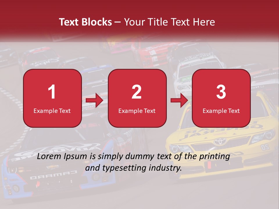 A Group Of Cars Driving Down A Race Track PowerPoint Template