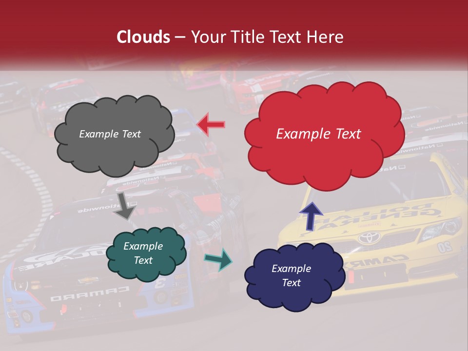 A Group Of Cars Driving Down A Race Track PowerPoint Template
