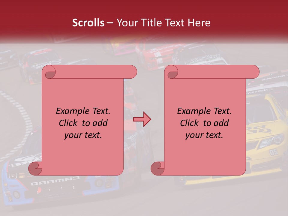 A Group Of Cars Driving Down A Race Track PowerPoint Template