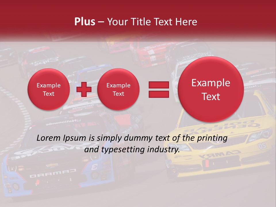 A Group Of Cars Driving Down A Race Track PowerPoint Template