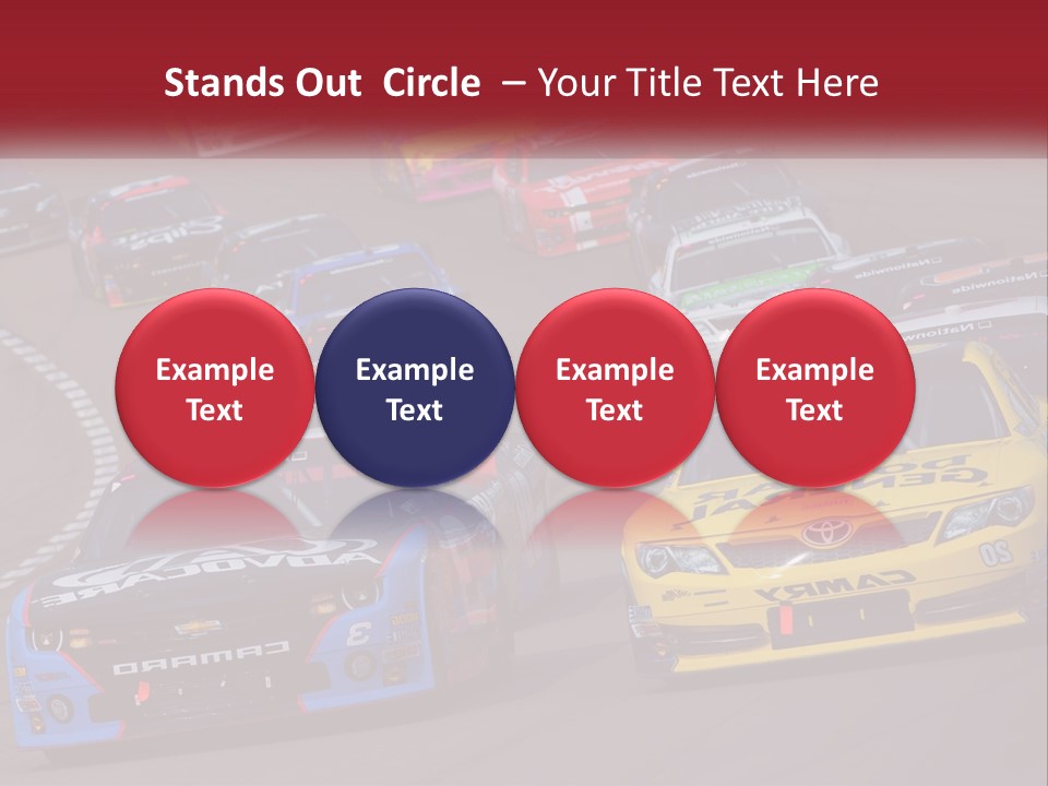 A Group Of Cars Driving Down A Race Track PowerPoint Template