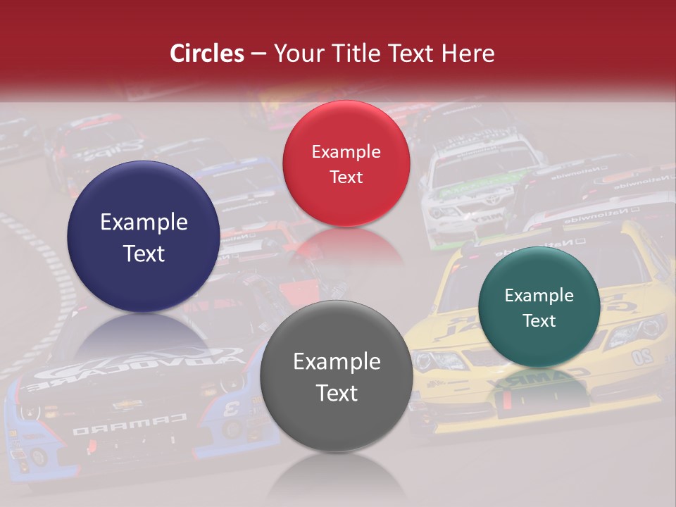 A Group Of Cars Driving Down A Race Track PowerPoint Template