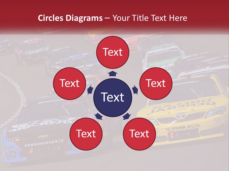 A Group Of Cars Driving Down A Race Track PowerPoint Template