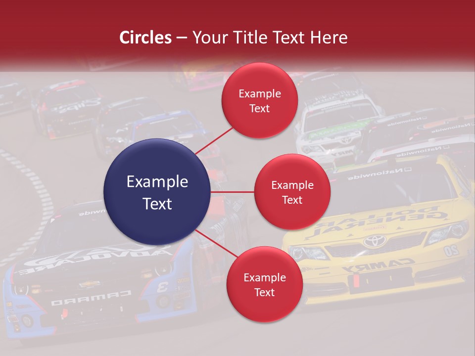 A Group Of Cars Driving Down A Race Track PowerPoint Template