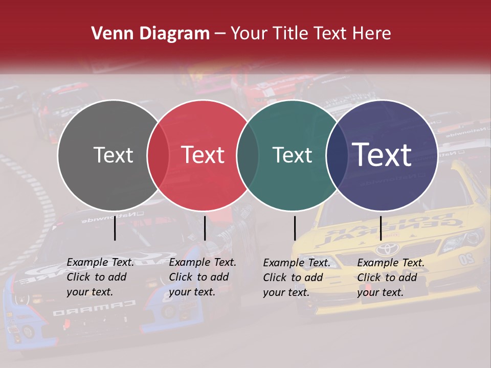 A Group Of Cars Driving Down A Race Track PowerPoint Template