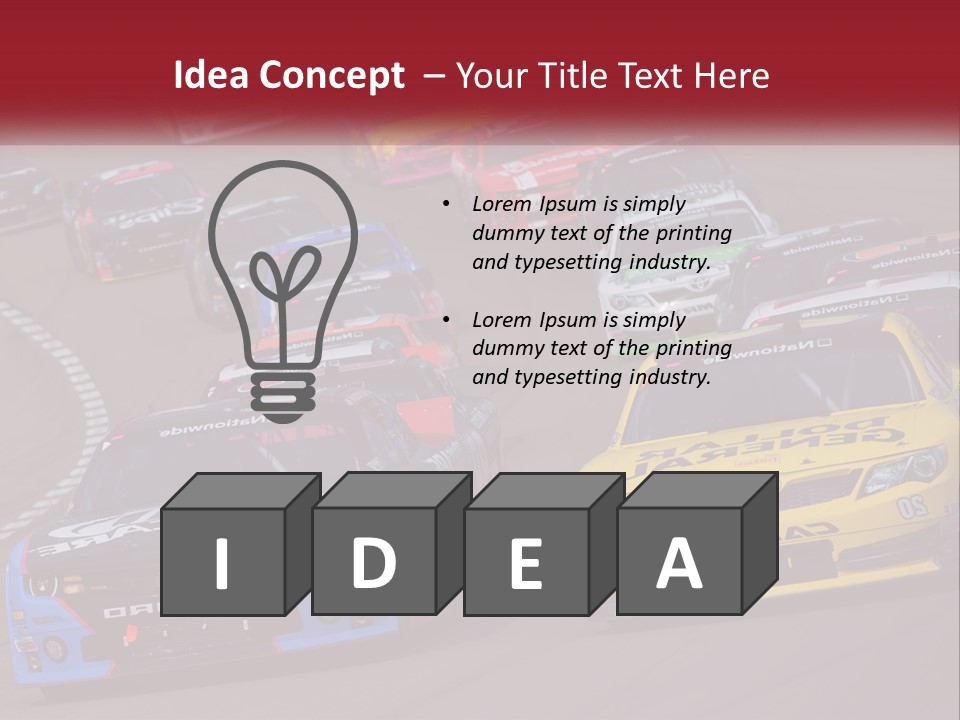 A Group Of Cars Driving Down A Race Track PowerPoint Template