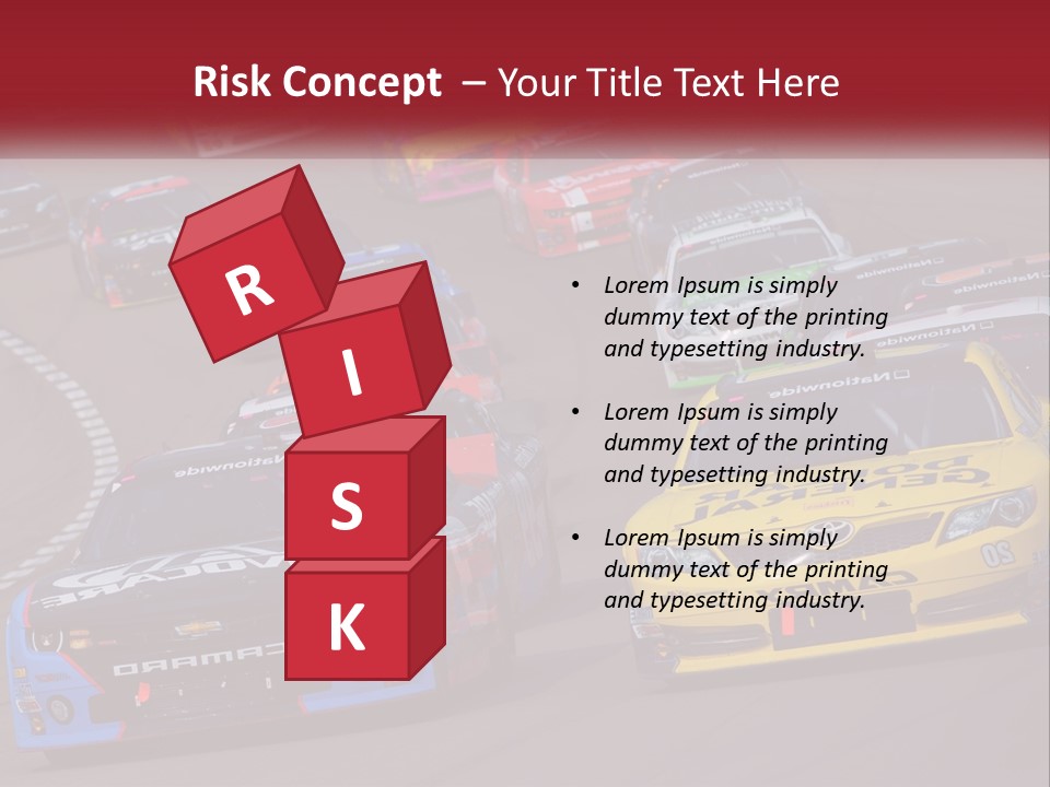 A Group Of Cars Driving Down A Race Track PowerPoint Template