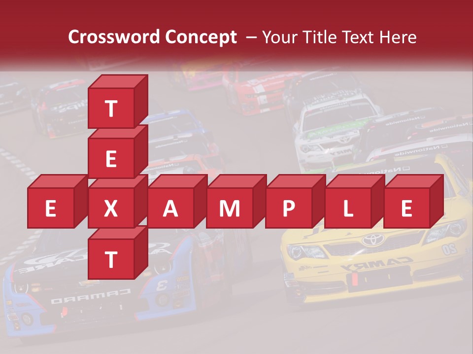 A Group Of Cars Driving Down A Race Track PowerPoint Template
