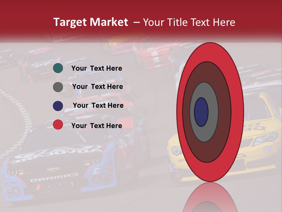 A Group Of Cars Driving Down A Race Track PowerPoint Template