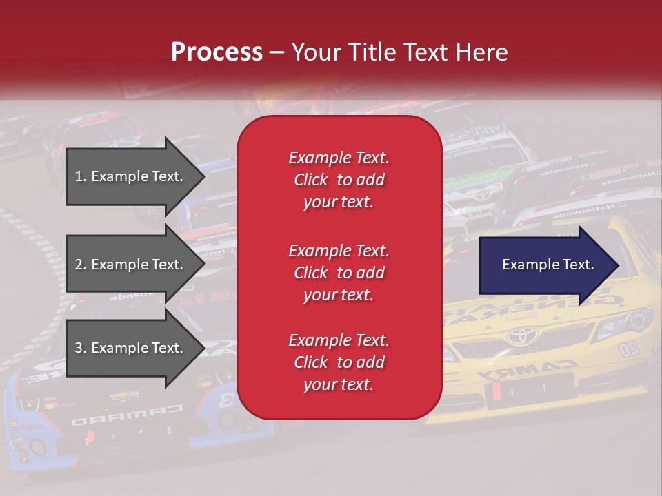 A Group Of Cars Driving Down A Race Track PowerPoint Template