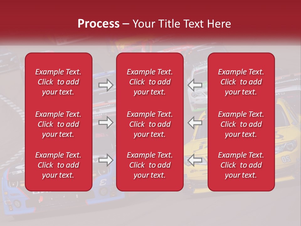 A Group Of Cars Driving Down A Race Track PowerPoint Template