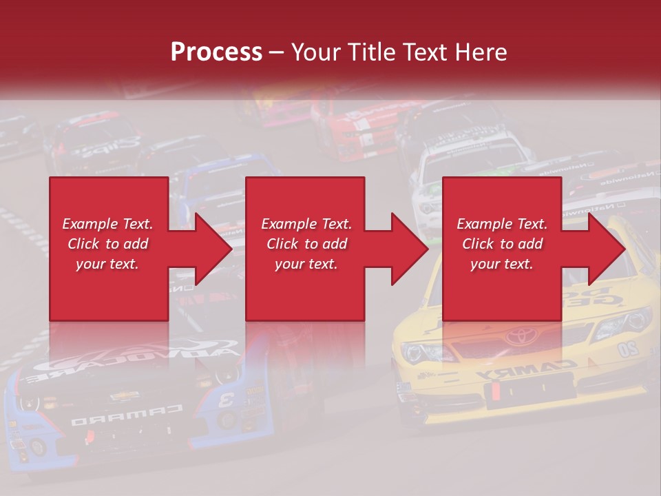 A Group Of Cars Driving Down A Race Track PowerPoint Template