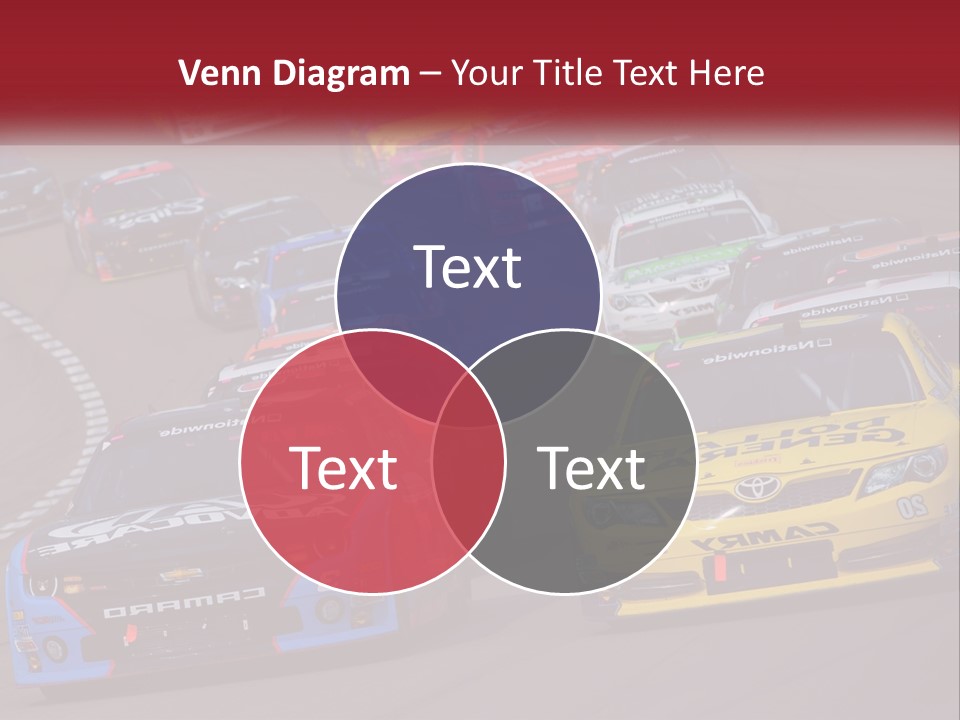 A Group Of Cars Driving Down A Race Track PowerPoint Template