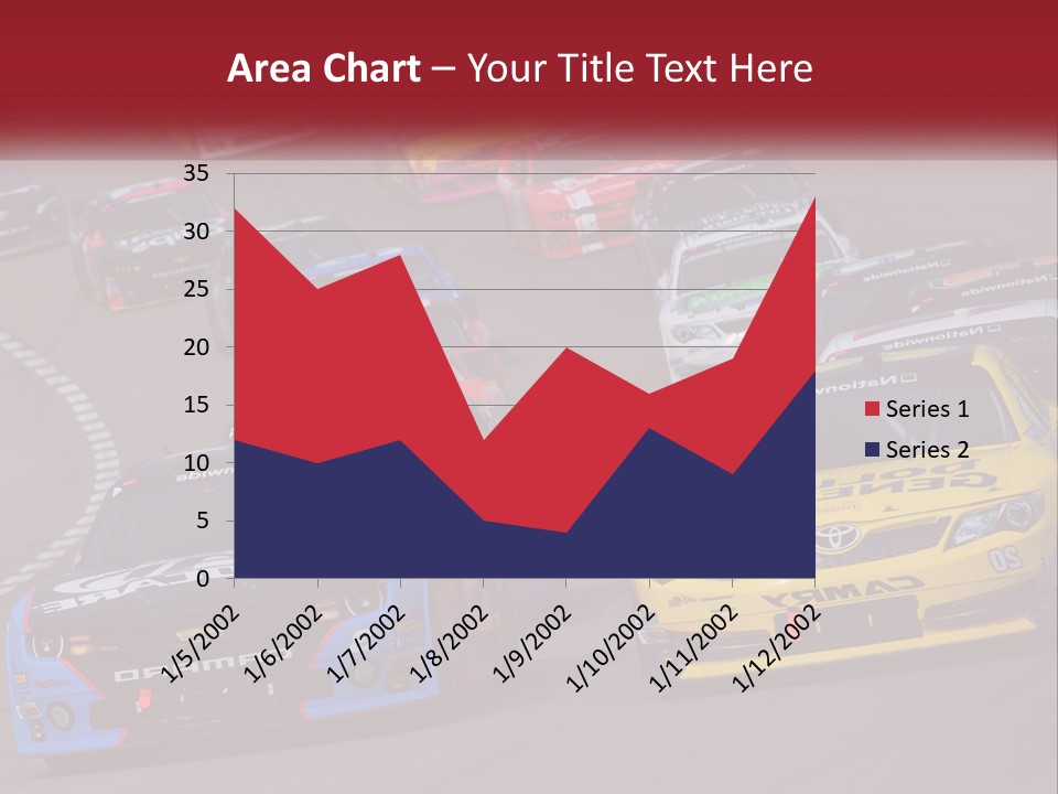 A Group Of Cars Driving Down A Race Track PowerPoint Template