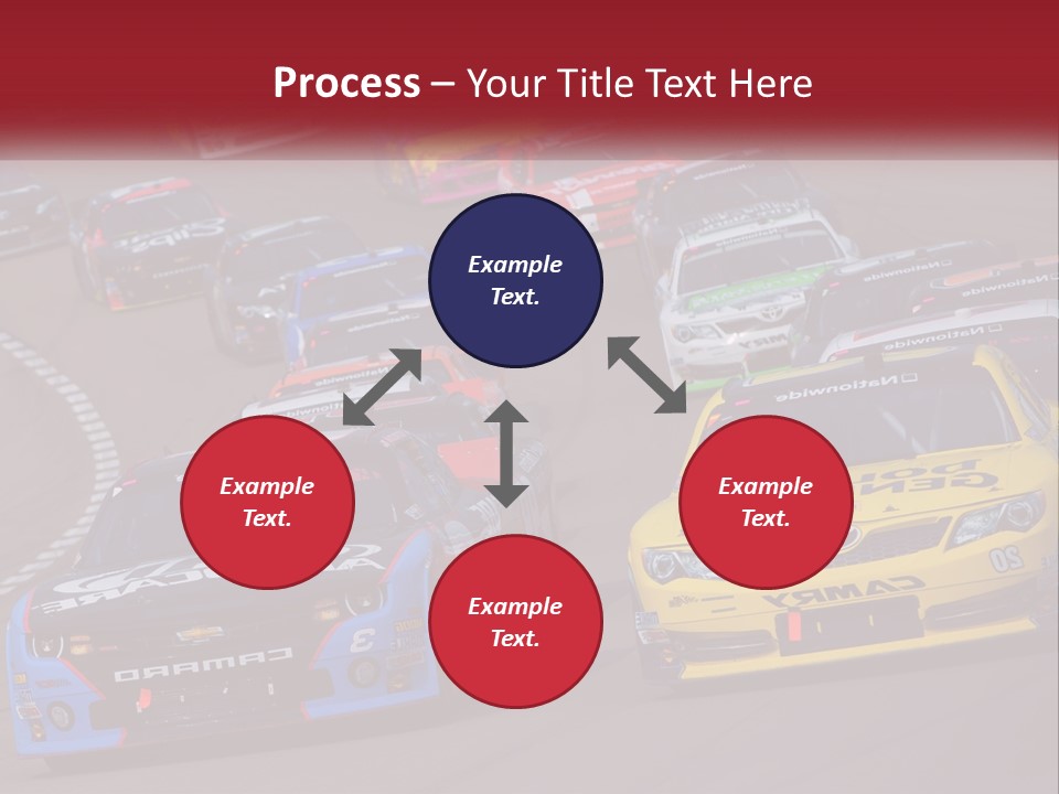 A Group Of Cars Driving Down A Race Track PowerPoint Template