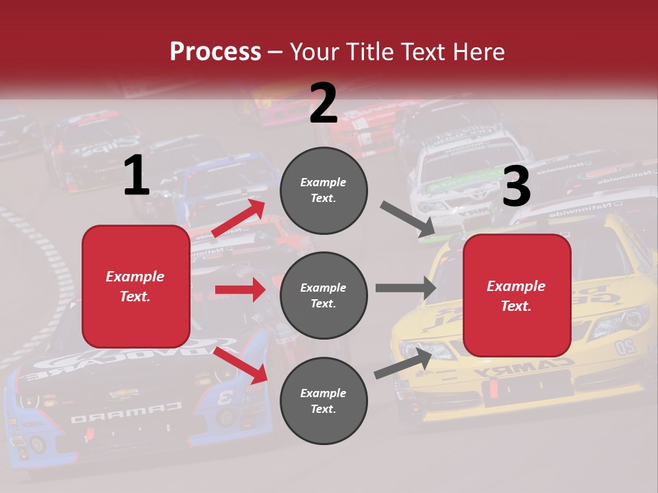 A Group Of Cars Driving Down A Race Track PowerPoint Template