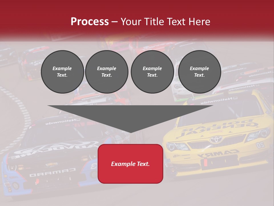A Group Of Cars Driving Down A Race Track PowerPoint Template