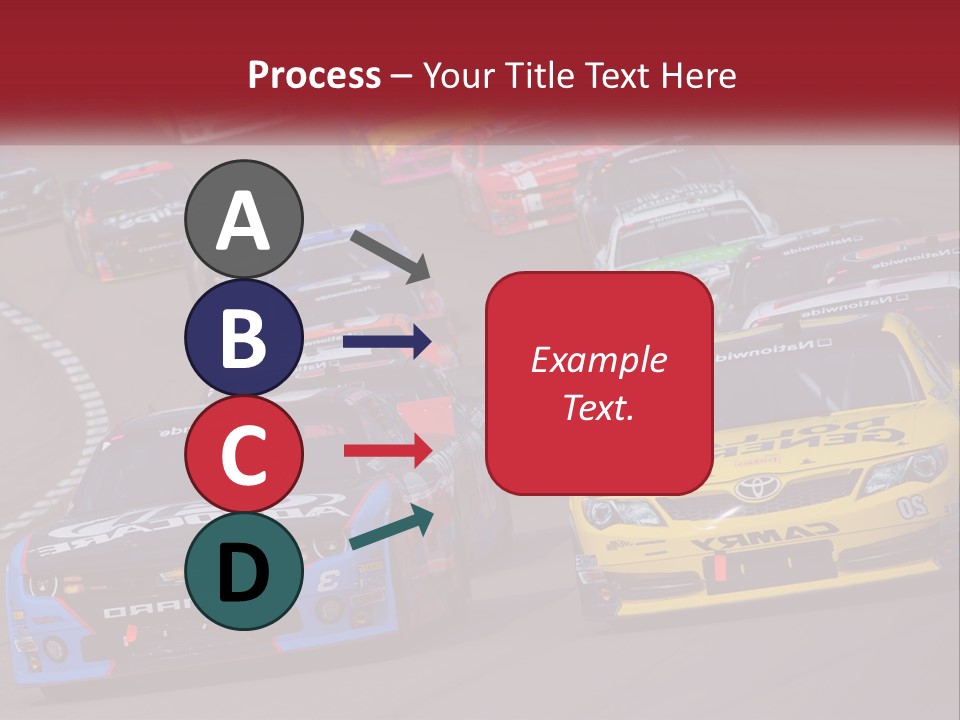 A Group Of Cars Driving Down A Race Track PowerPoint Template