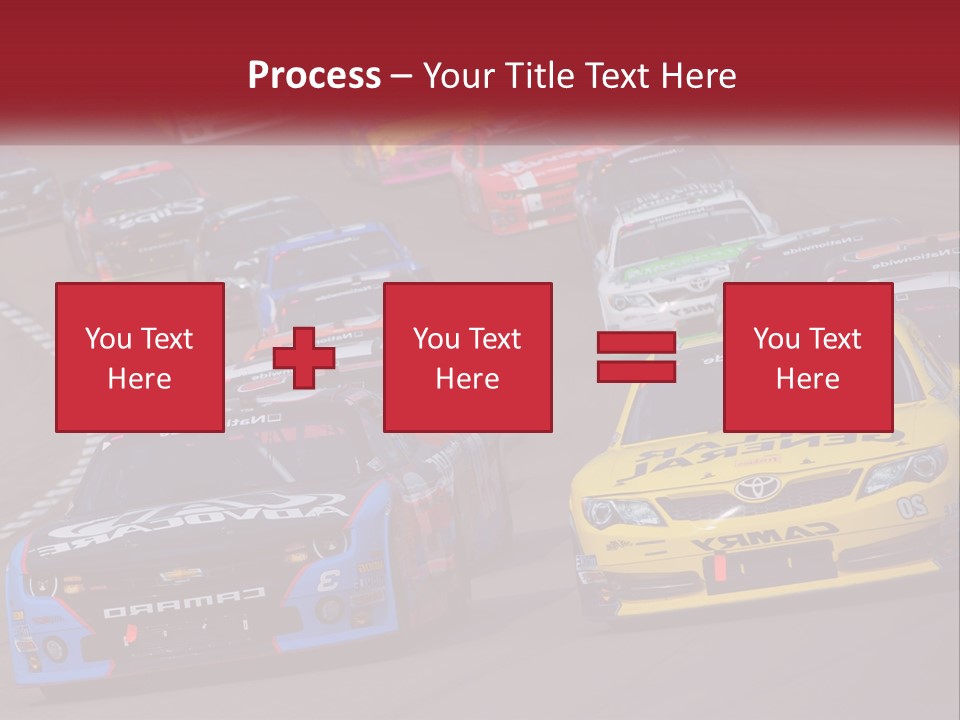 A Group Of Cars Driving Down A Race Track PowerPoint Template