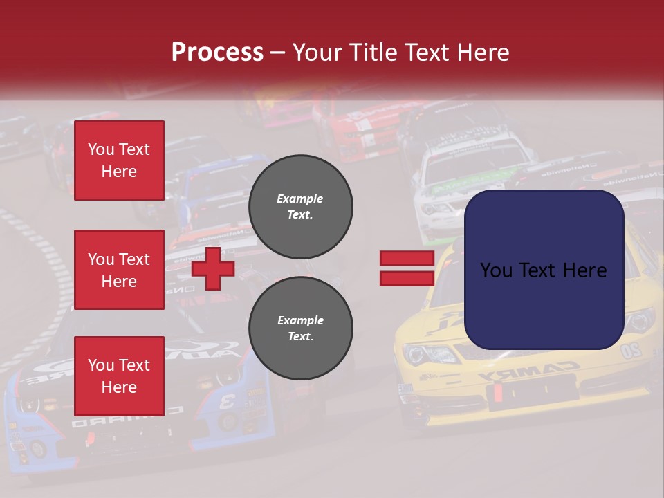 A Group Of Cars Driving Down A Race Track PowerPoint Template