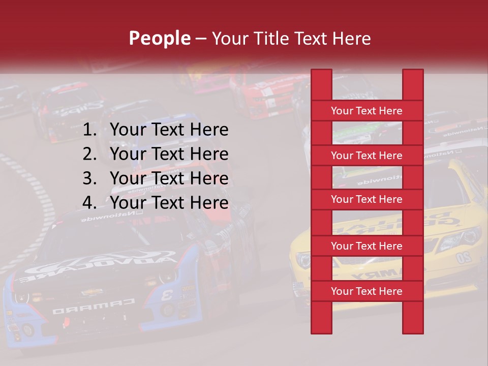 A Group Of Cars Driving Down A Race Track PowerPoint Template