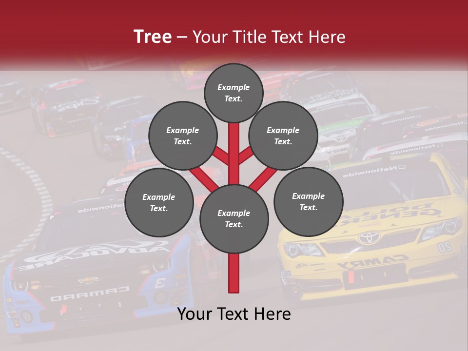 A Group Of Cars Driving Down A Race Track PowerPoint Template
