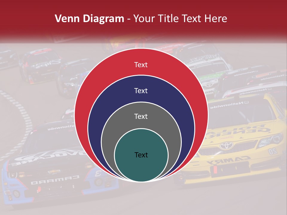 A Group Of Cars Driving Down A Race Track PowerPoint Template