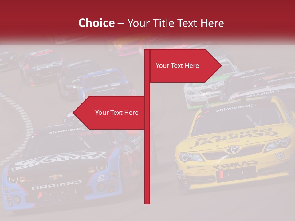 A Group Of Cars Driving Down A Race Track PowerPoint Template