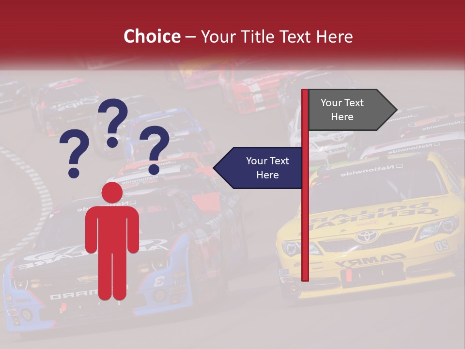 A Group Of Cars Driving Down A Race Track PowerPoint Template