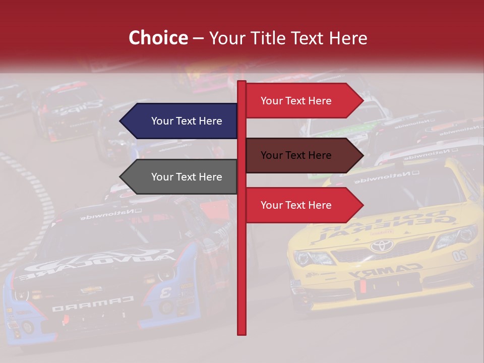 A Group Of Cars Driving Down A Race Track PowerPoint Template