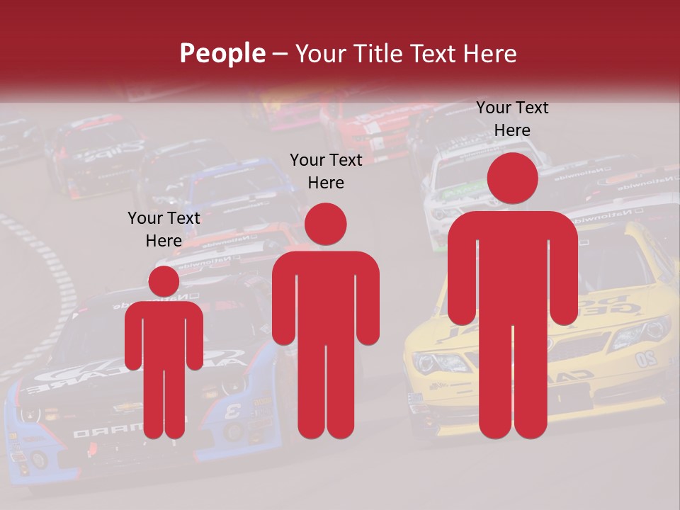 A Group Of Cars Driving Down A Race Track PowerPoint Template