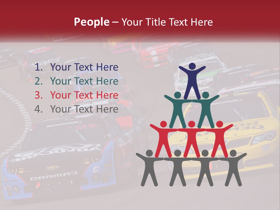 A Group Of Cars Driving Down A Race Track PowerPoint Template